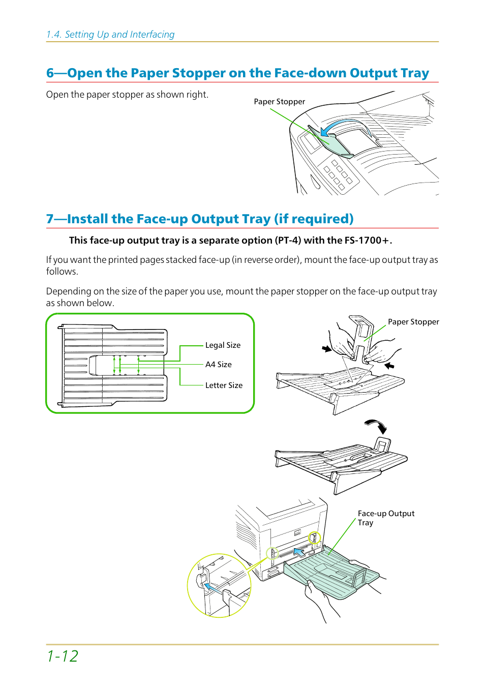 Install the face-up output tray (if required), 7—install the face-up output tray (if required) | Kyocera FS-1700 User Manual | Page 33 / 154