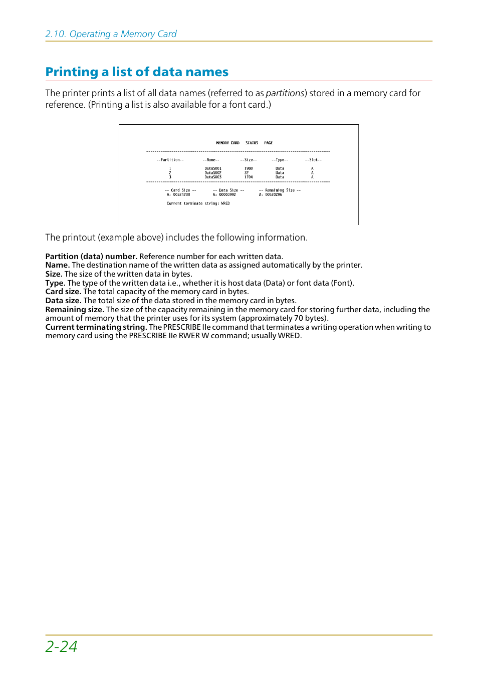 Printing a list of data names, Printing a list of data names —24 | Kyocera FS-1700 User Manual | Page 71 / 154