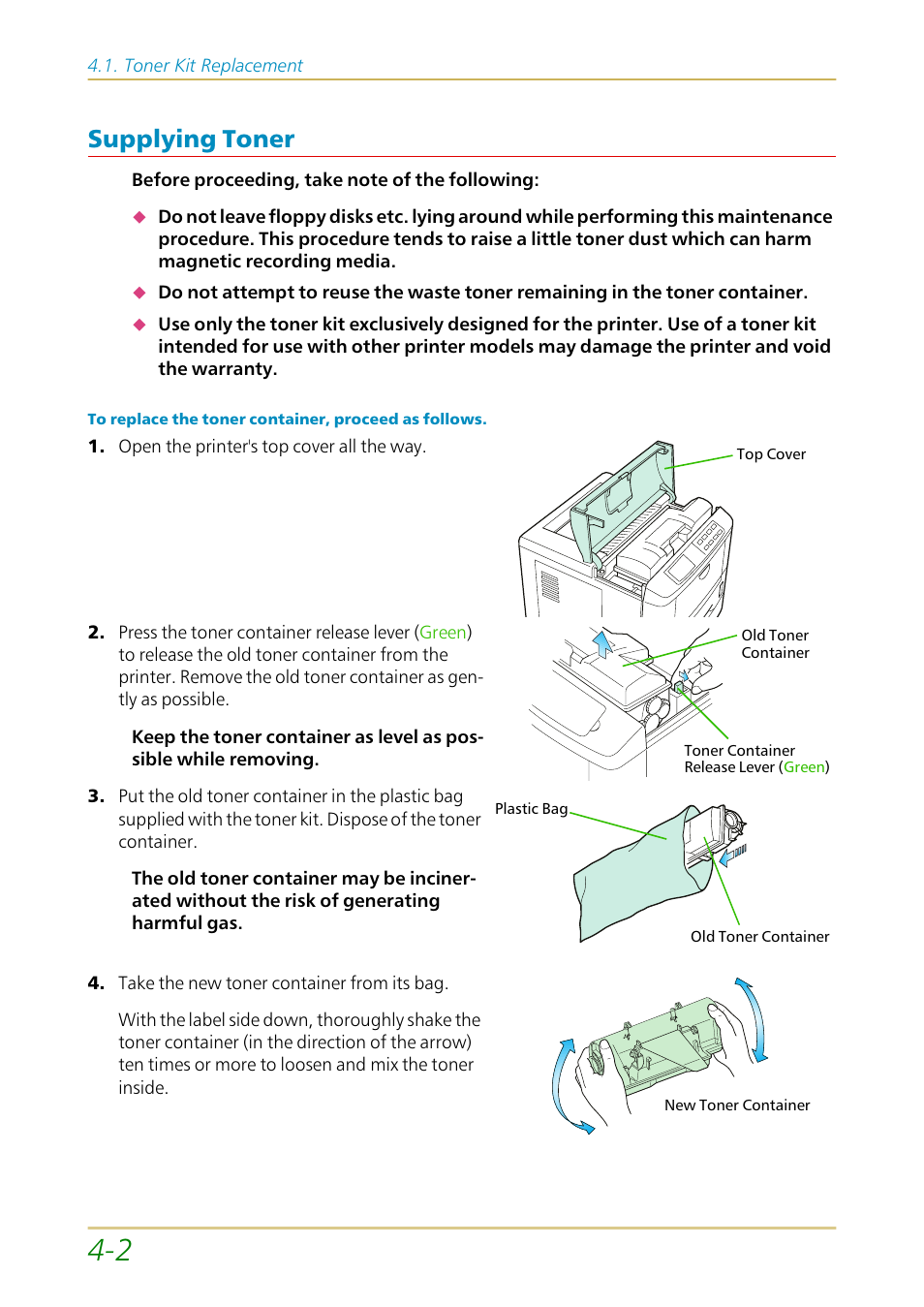 Supplying toner, Supplying toner —2 | Kyocera FS-1700 User Manual | Page 81 / 154