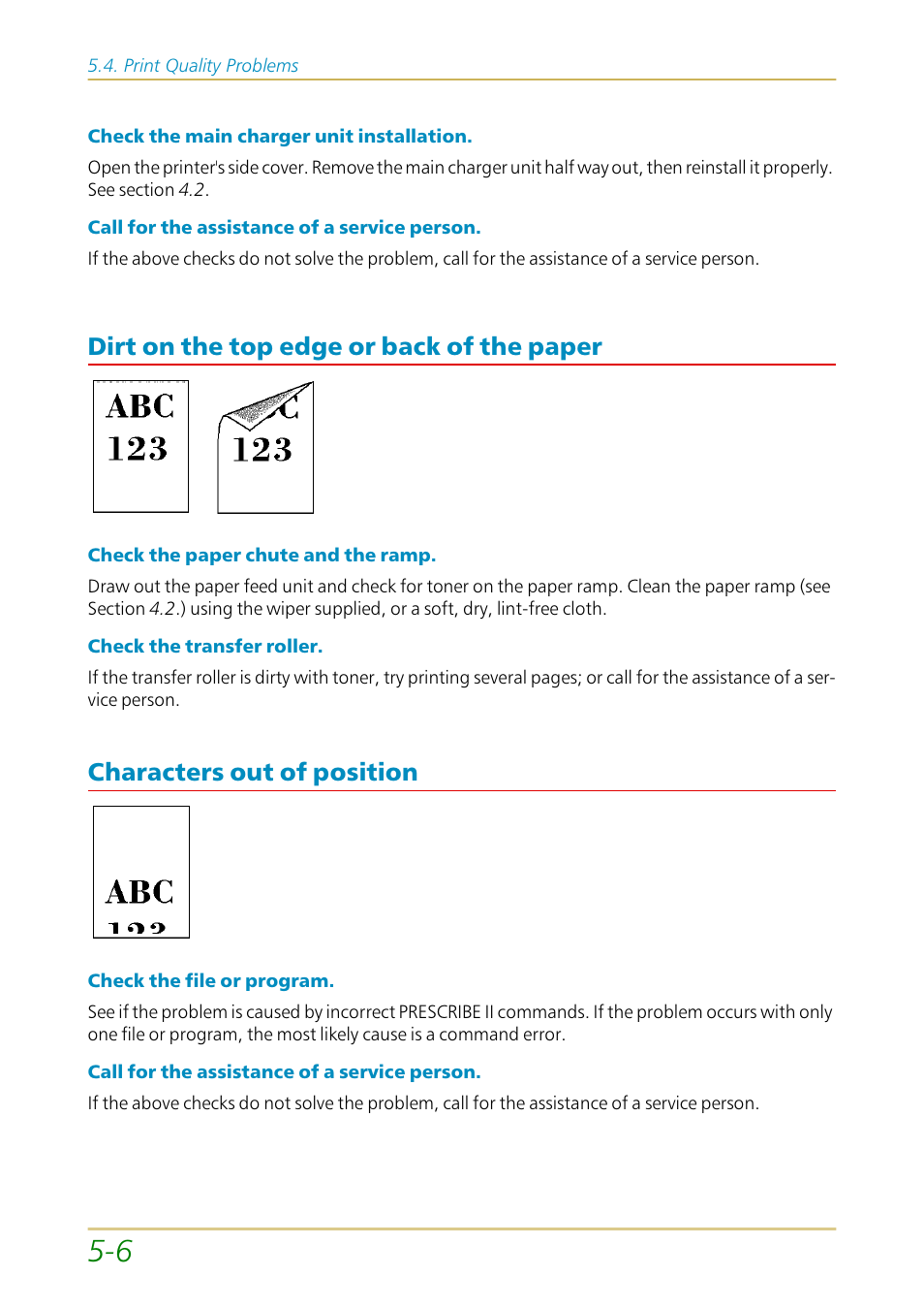 Dirt on the top edge or back of the paper, Characters out of position | Kyocera FS-1700 User Manual | Page 93 / 154