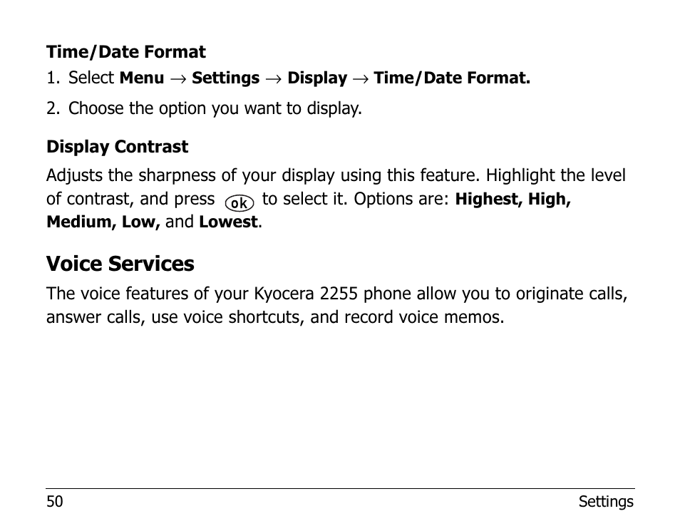 Voice services | Kyocera 2255 User Manual | Page 64 / 110