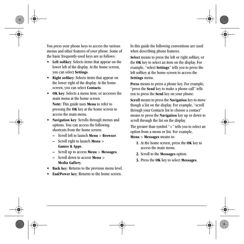 Basic navigation, Guide conventions | Kyocera S4000 User Manual | Page 15 / 80