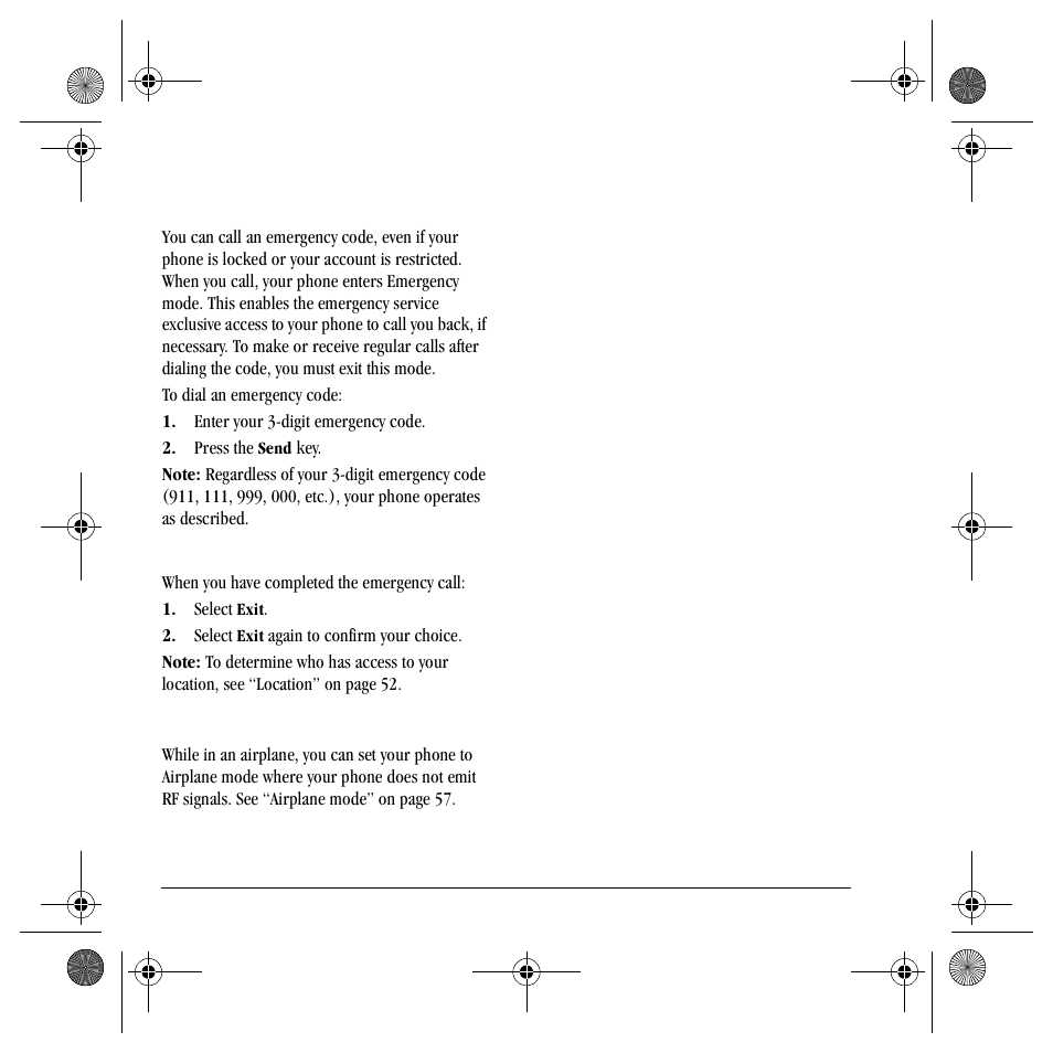 Emergency services, Airplane mode | Kyocera S4000 User Manual | Page 20 / 80