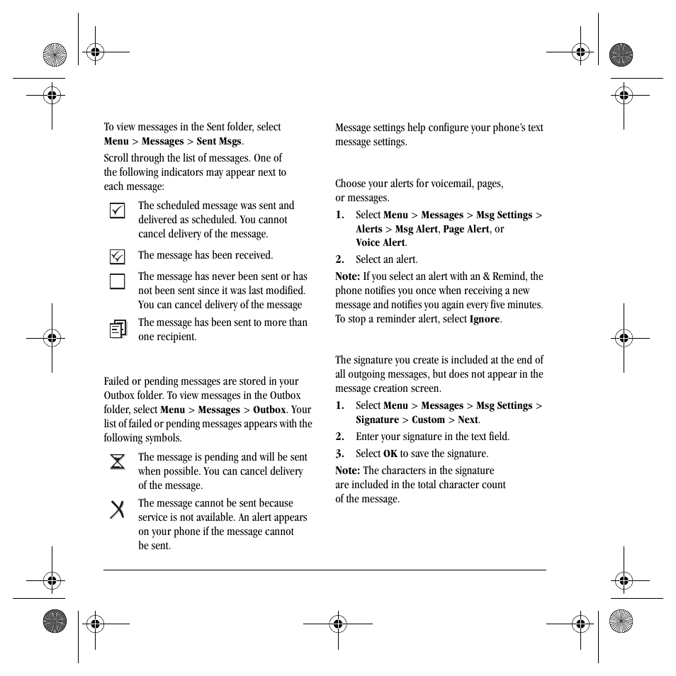 Message settings | Kyocera S4000 User Manual | Page 32 / 80