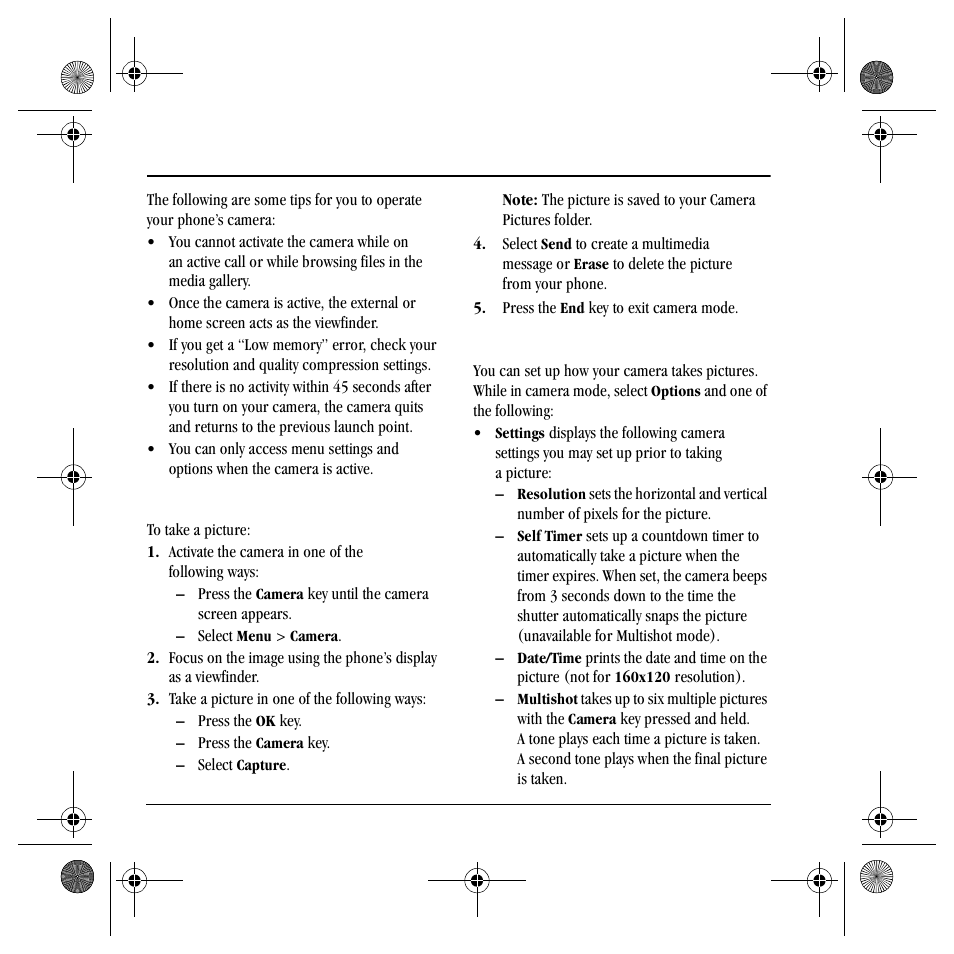 Taking a picture, Camera mode options, Amera | Kyocera S4000 User Manual | Page 42 / 80