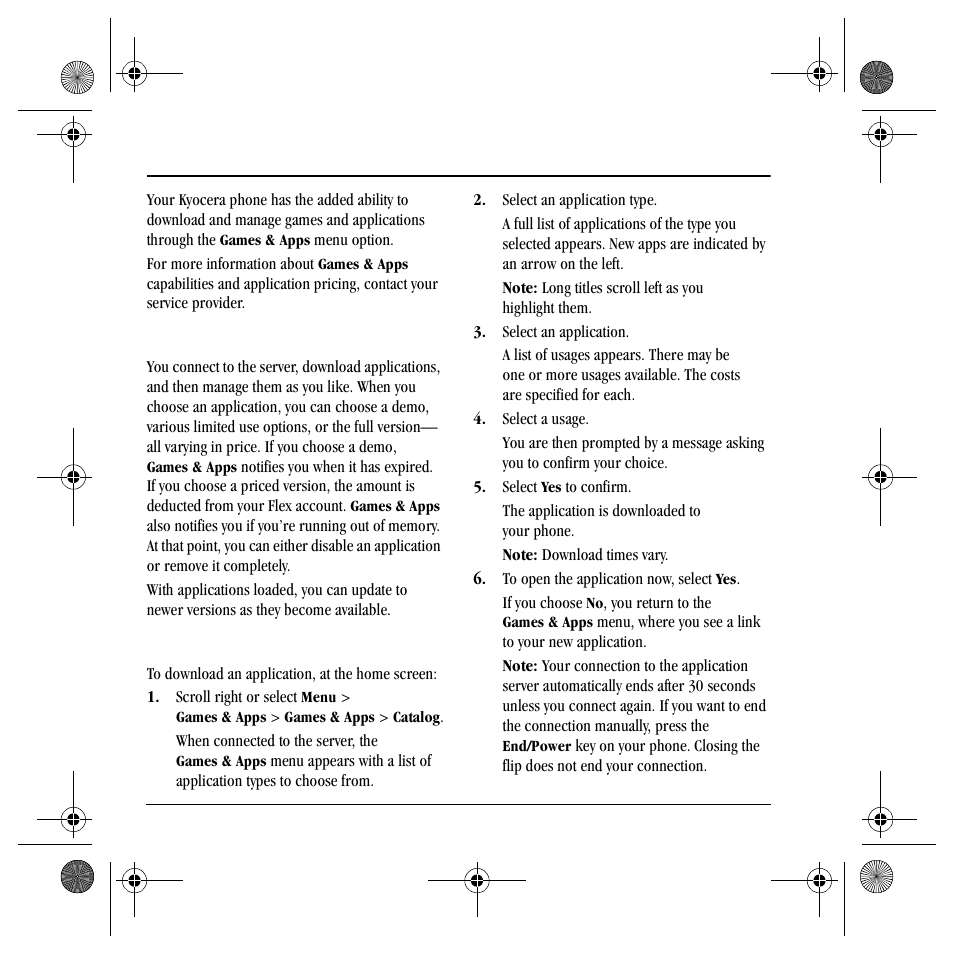 10 g, Using games & apps, Downloading an application | Ames | Kyocera S4000 User Manual | Page 46 / 80