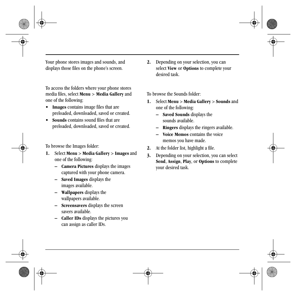 12 m, Accessing folders, Browsing images | Browsing sounds, Edia, Allery | Kyocera S4000 User Manual | Page 54 / 80
