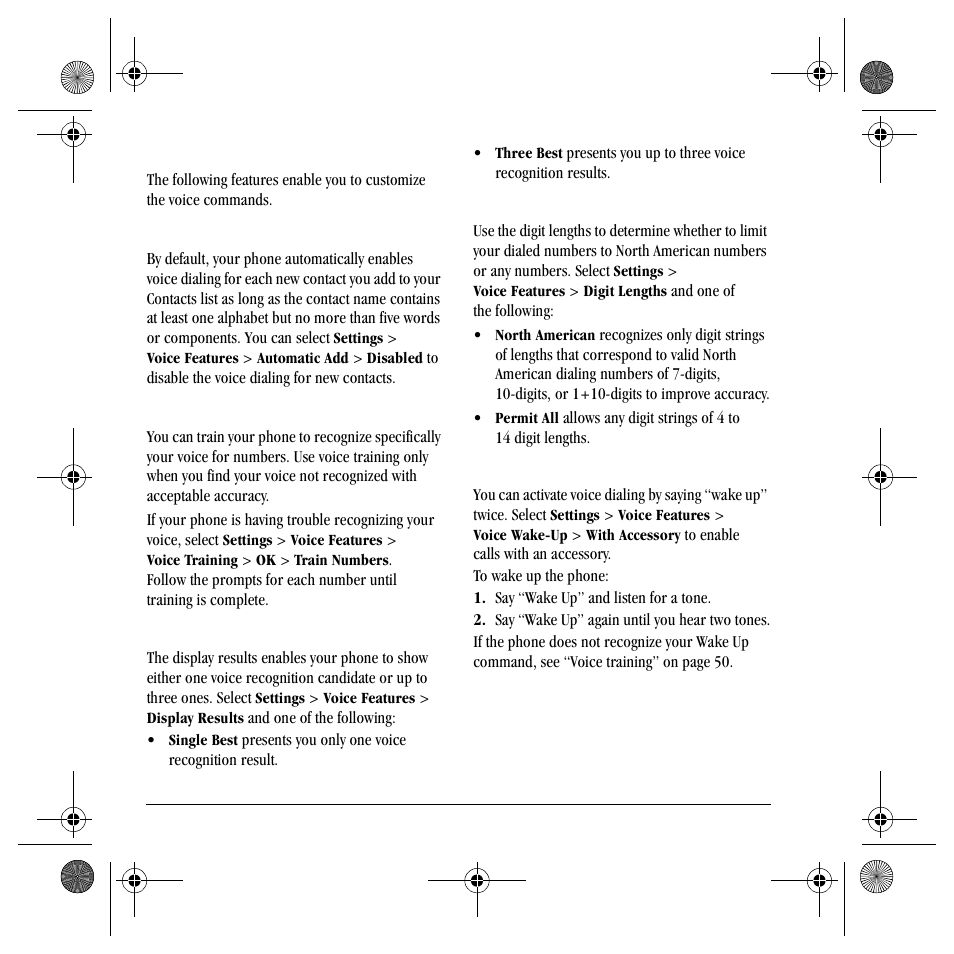 Voice features | Kyocera S4000 User Manual | Page 58 / 80
