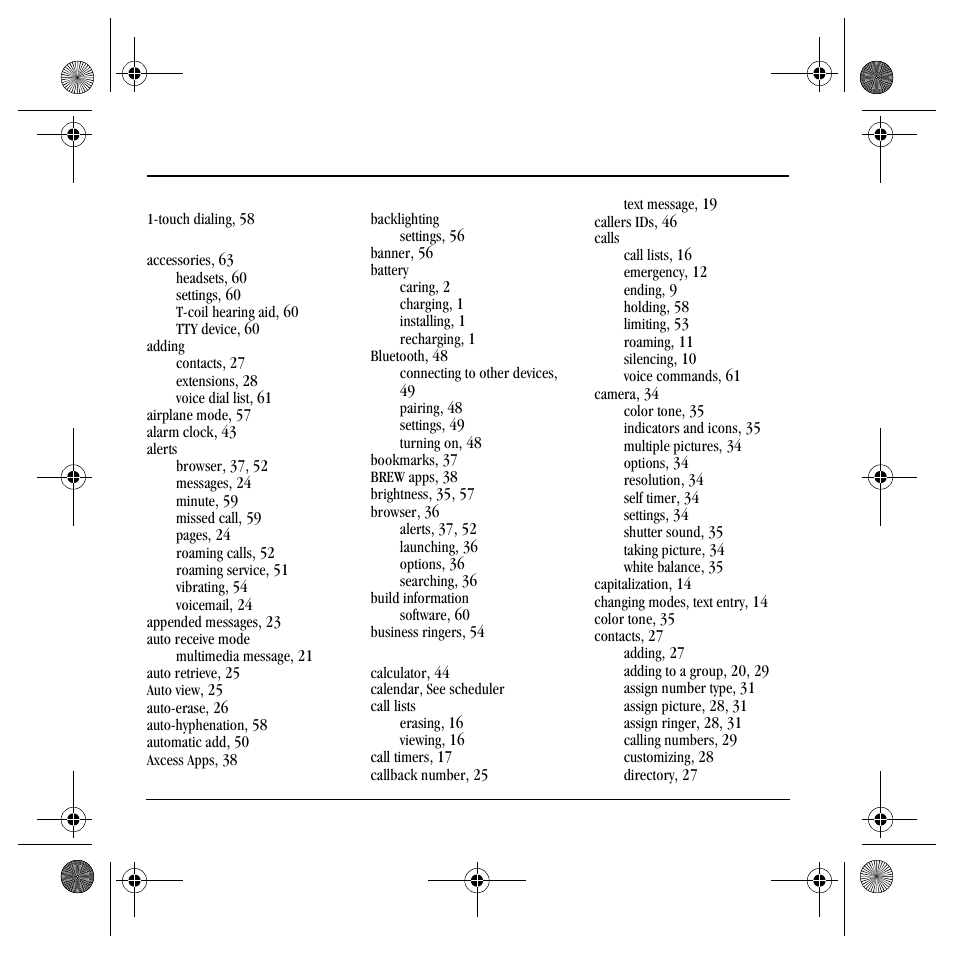 Ndex | Kyocera S4000 User Manual | Page 74 / 80
