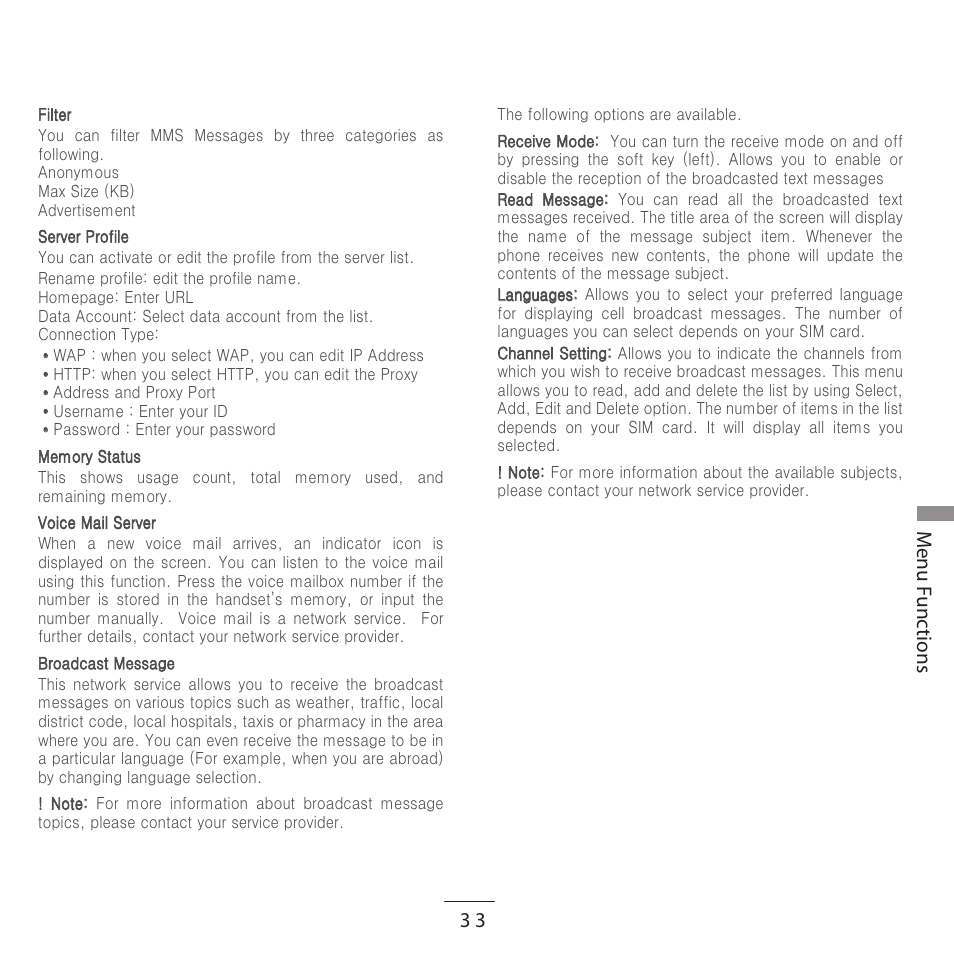 Enu unc tions | Kyocera E3500 User Manual | Page 35 / 60