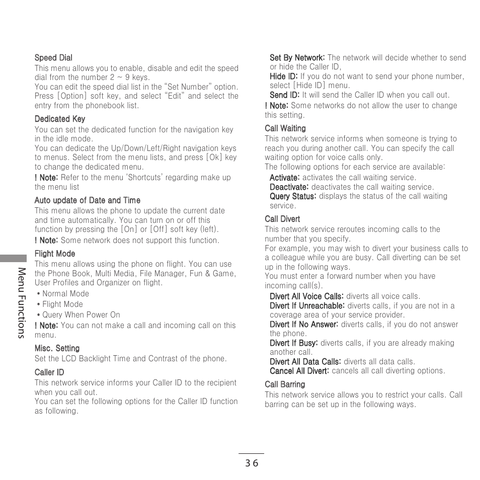 Enu unc tions | Kyocera E3500 User Manual | Page 38 / 60