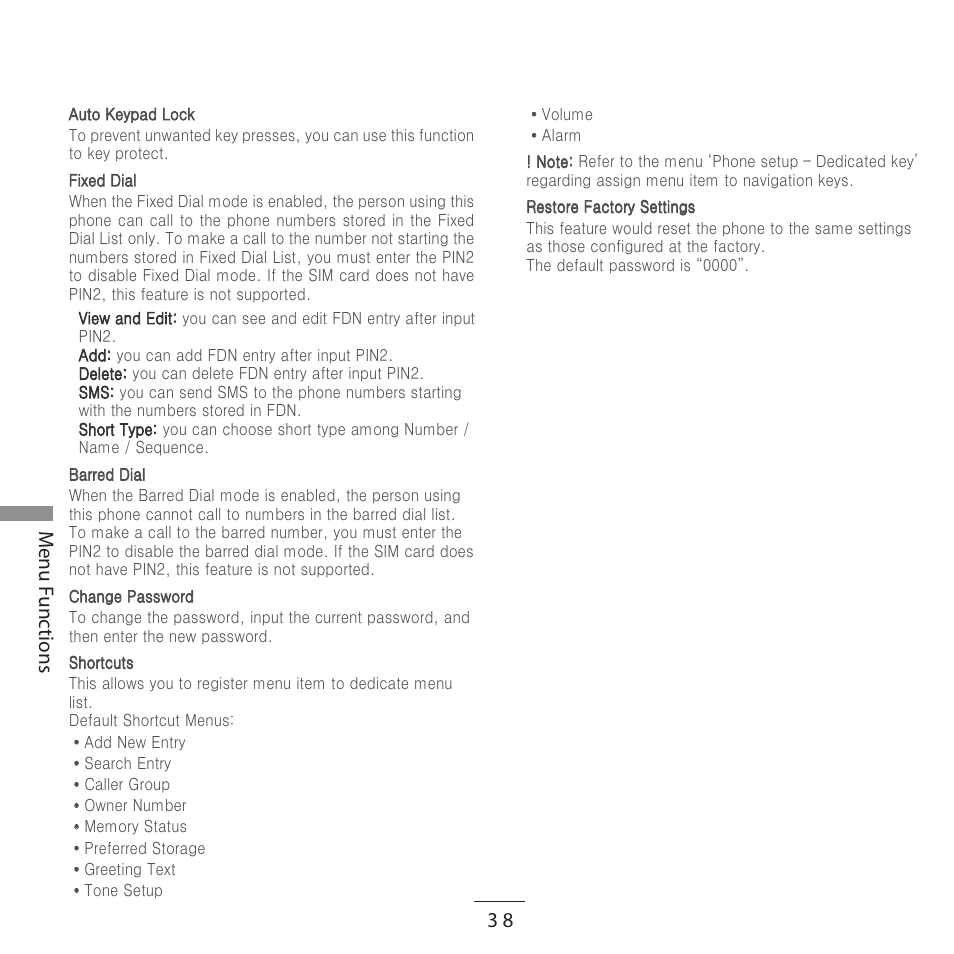 Enu unc tions | Kyocera E3500 User Manual | Page 40 / 60
