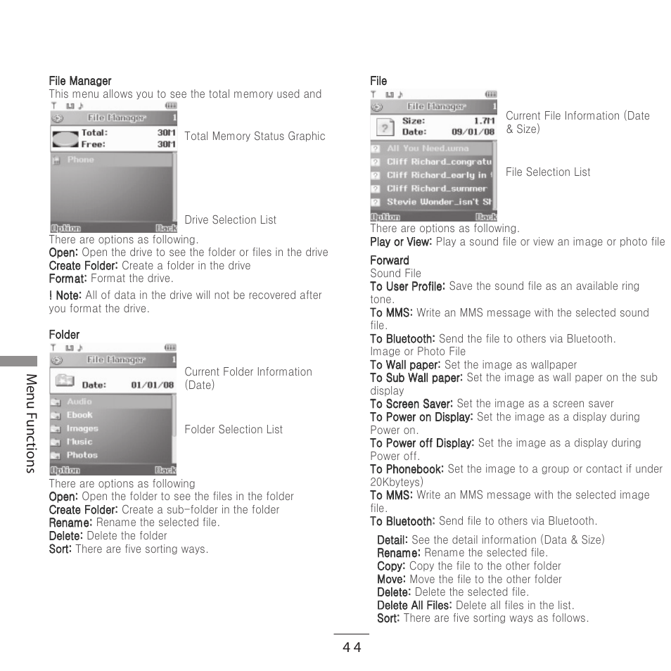 Enu unc tions | Kyocera E3500 User Manual | Page 46 / 60