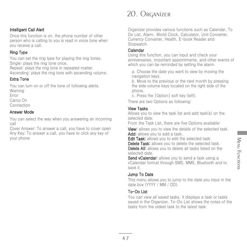 Organizer | Kyocera E3500 User Manual | Page 49 / 60