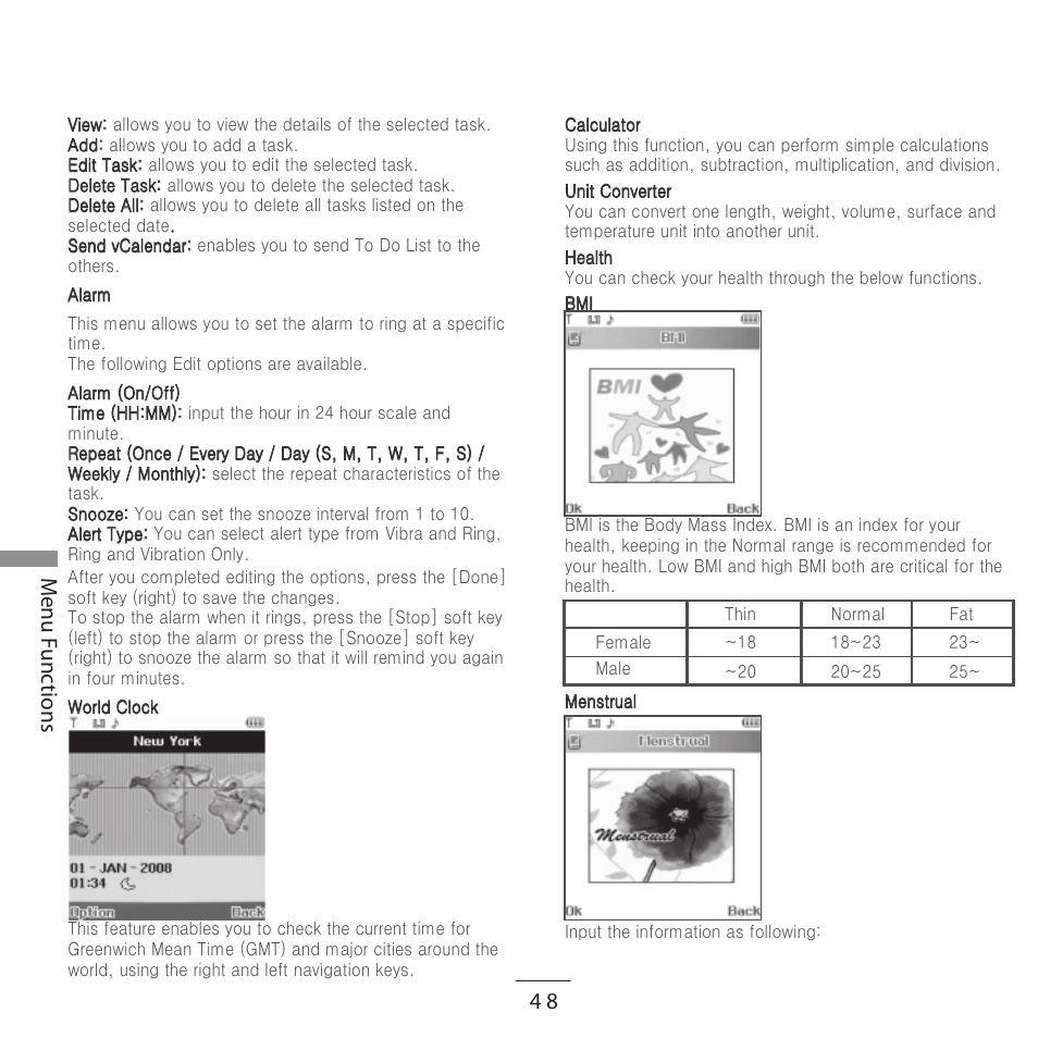 Enu unc tions | Kyocera E3500 User Manual | Page 50 / 60