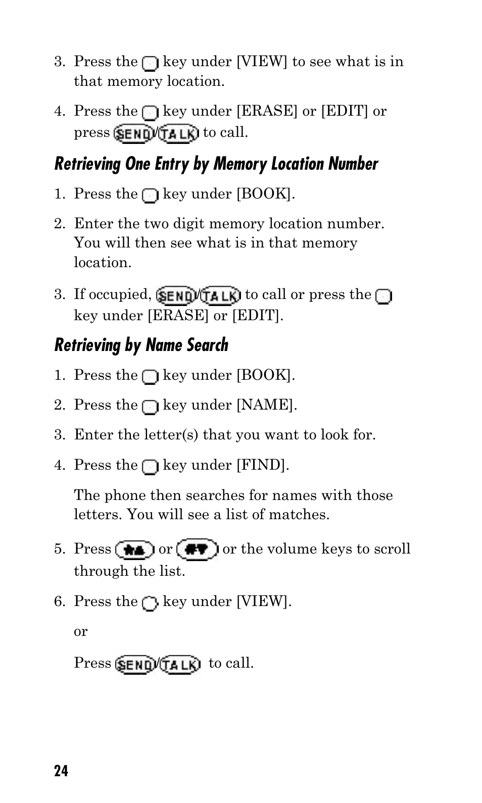 Retrieving by name search | Kyocera Q Phone User Manual | Page 24 / 60