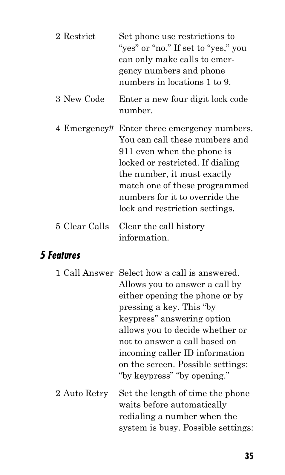5 features | Kyocera Q Phone User Manual | Page 35 / 60