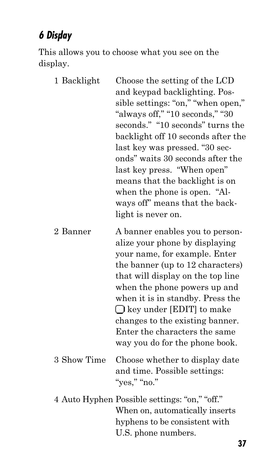 6 display | Kyocera Q Phone User Manual | Page 37 / 60