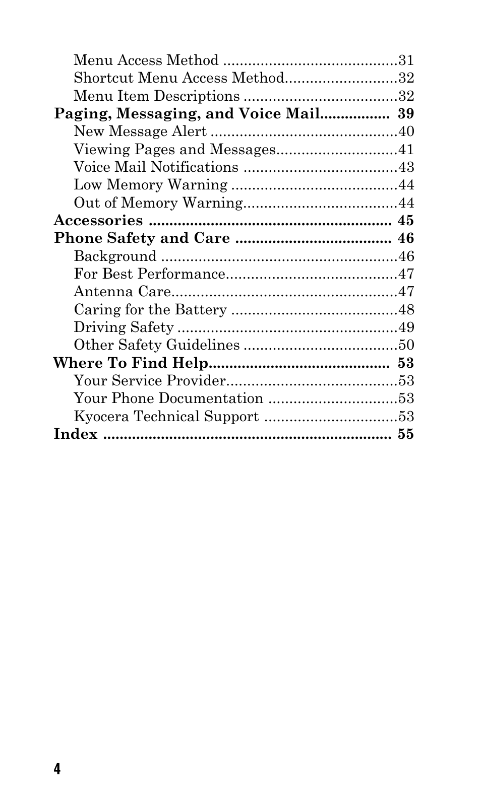 Kyocera Q Phone User Manual | Page 4 / 60