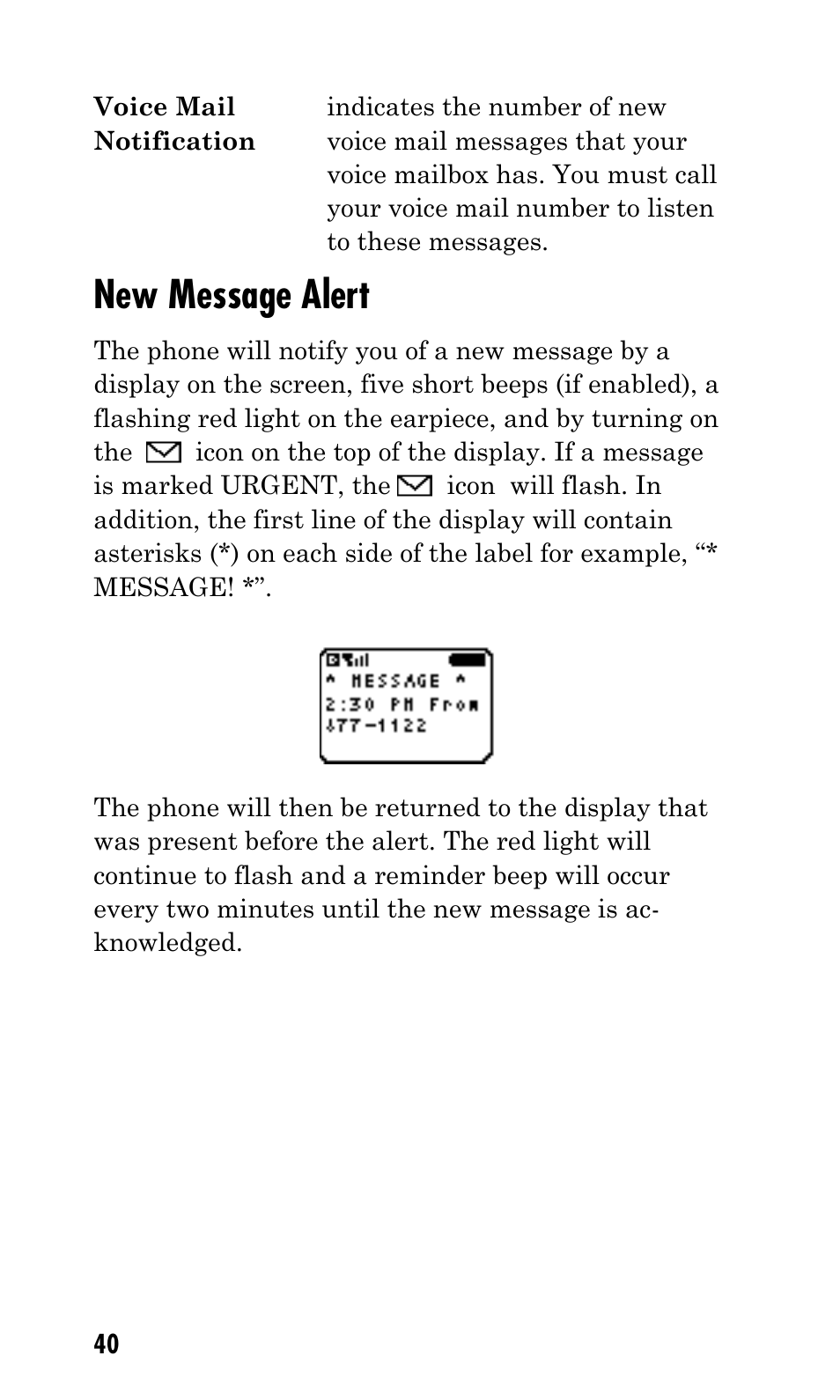 New message alert | Kyocera Q Phone User Manual | Page 40 / 60