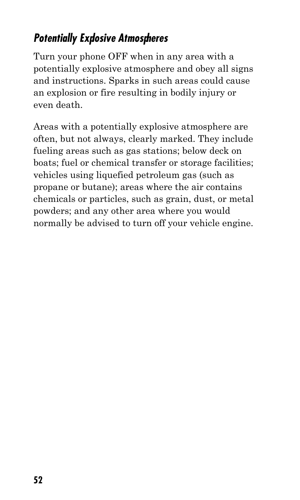 Potentially explosive atmospheres | Kyocera Q Phone User Manual | Page 52 / 60