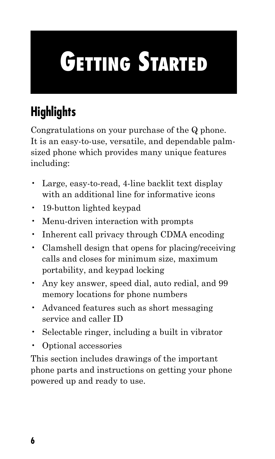 Etting, Tarted | Kyocera Q Phone User Manual | Page 6 / 60