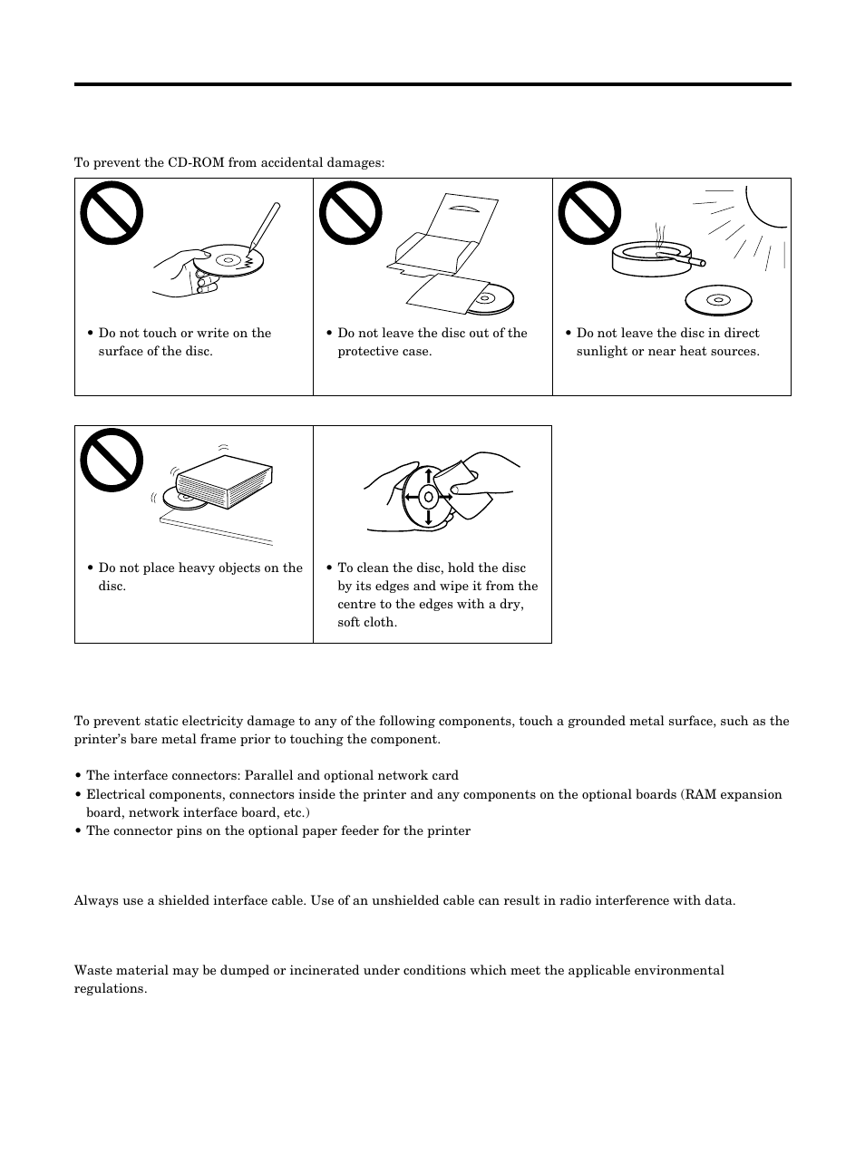 Before you start, Cd-rom, Static electricity damage | Interface cable, Waste disposal method | Kyocera FS-5900C User Manual | Page 15 / 132