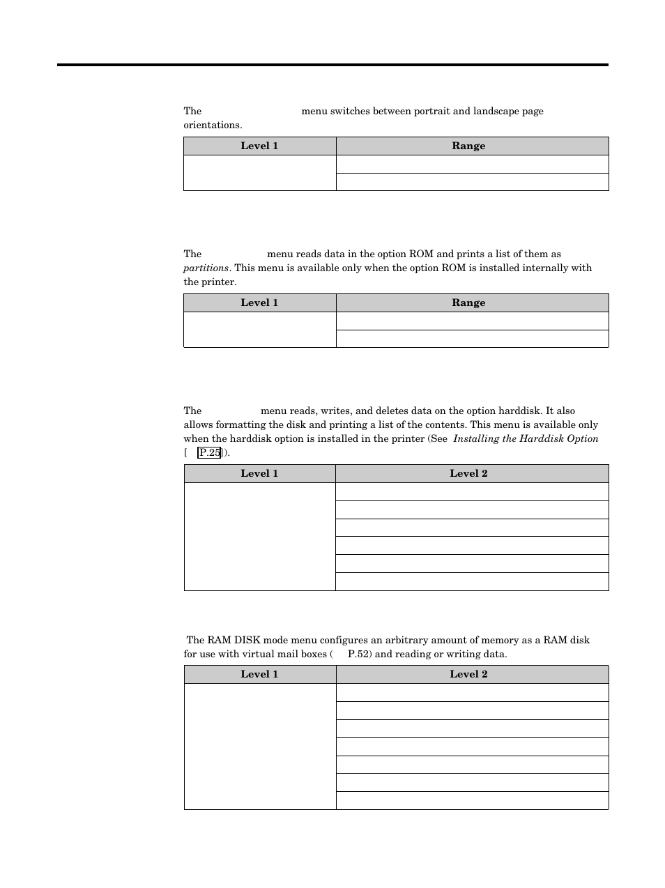 Using the printer, Page orientation, Option rom | Harddisk, Ram disk mode | Kyocera FS-5900C User Manual | Page 56 / 132