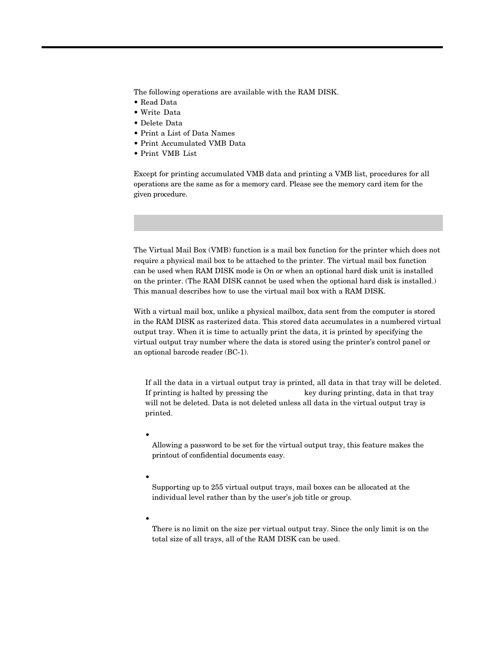Virtual mail box (vmb), Using the printer, Ram disk operations | Kyocera FS-5900C User Manual | Page 65 / 132