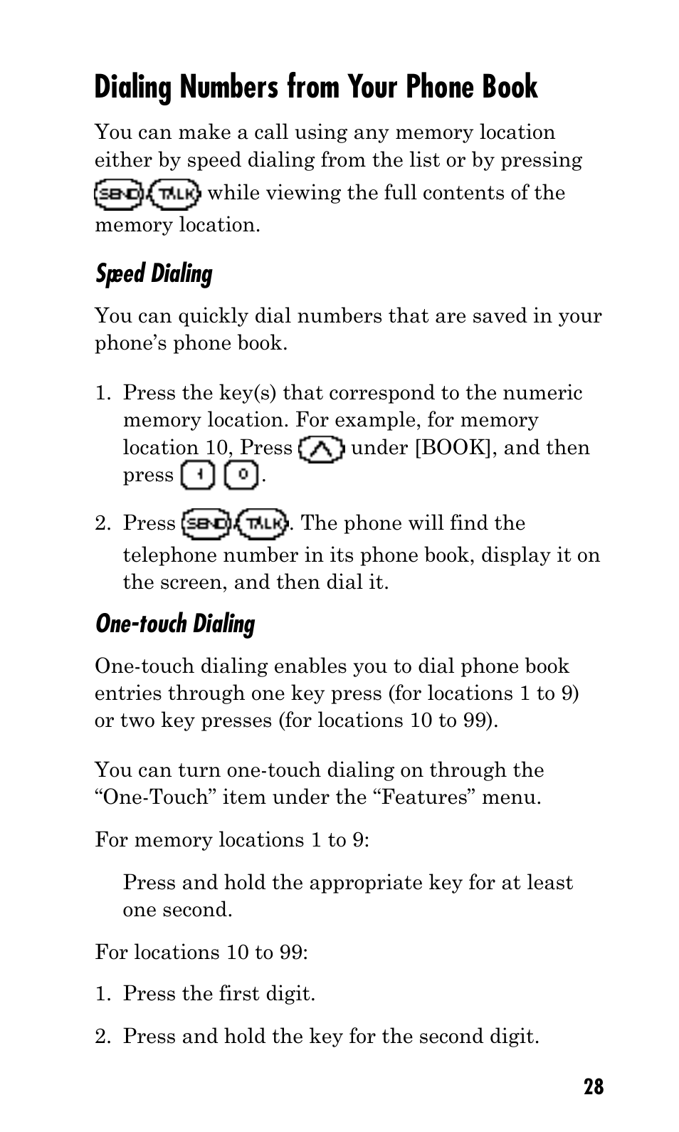Dialing numbers from your phone book, Speed dialing, One-touch dialing | Kyocera Mita FS-1900 User Manual | Page 28 / 60