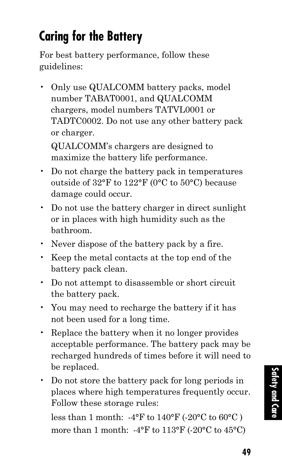 Caring for the battery | Kyocera Mita FS-1900 User Manual | Page 49 / 60