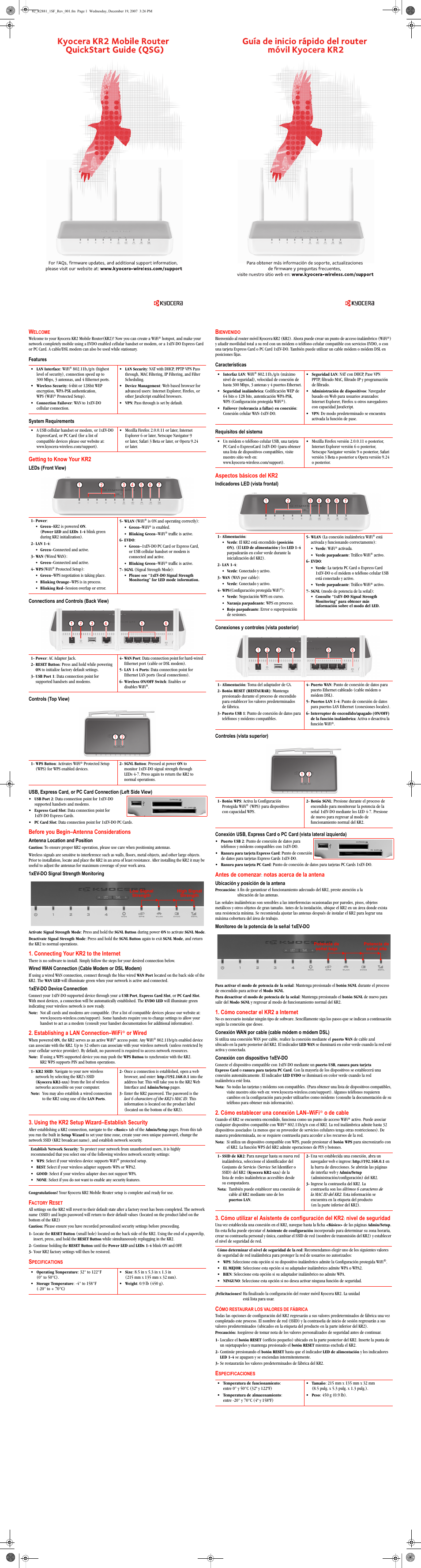 Kyocera KR2 User Manual | 2 pages