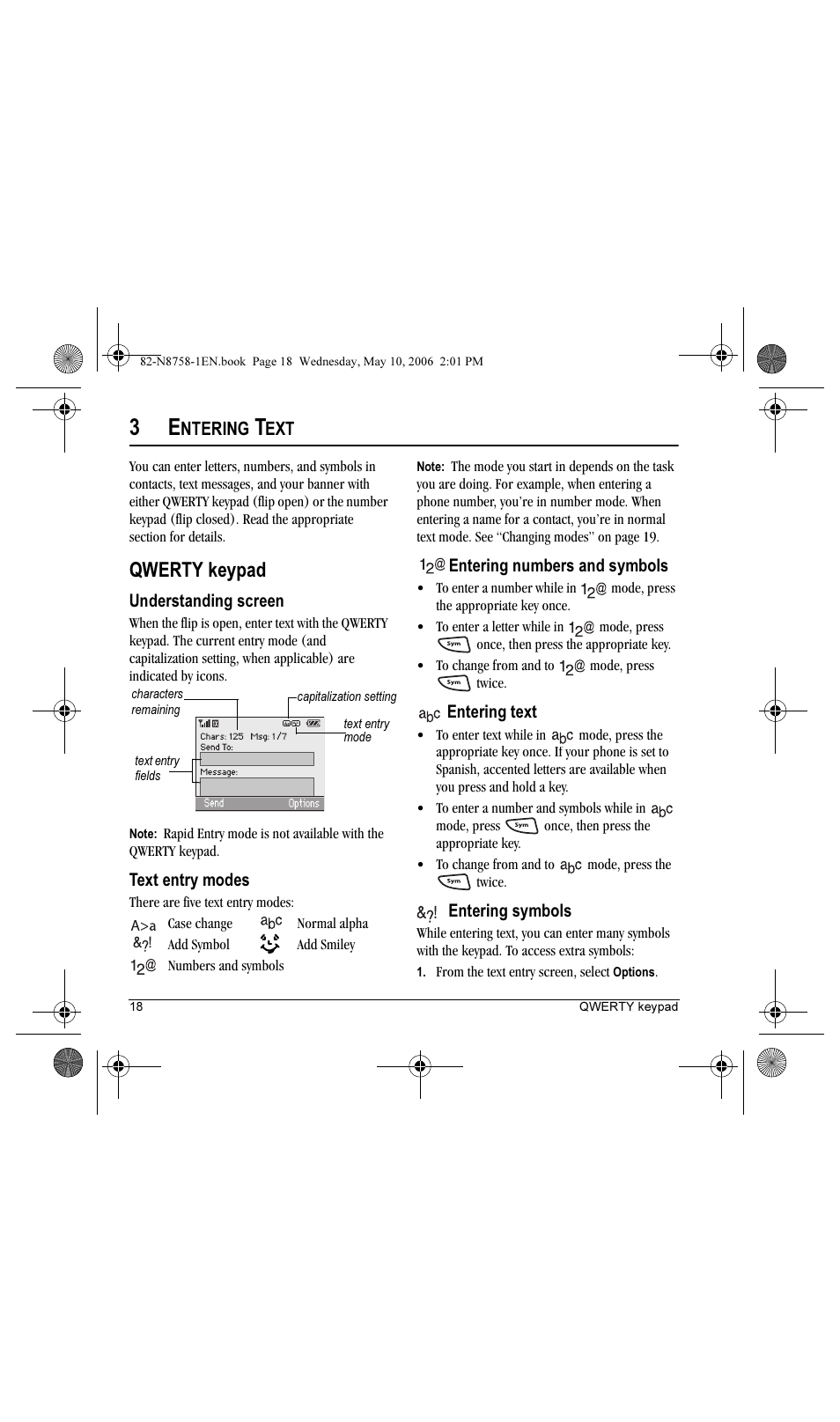 Qwerty keypad, Ntering | Kyocera Strobe K612b User Manual | Page 26 / 80