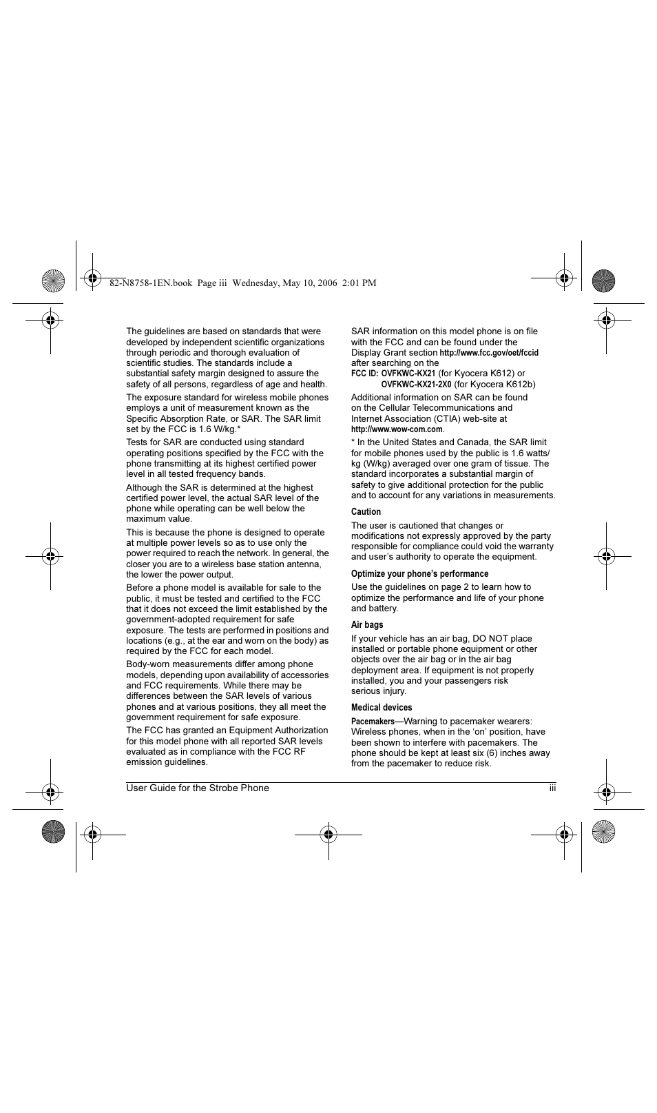Kyocera Strobe K612b User Manual | Page 3 / 80