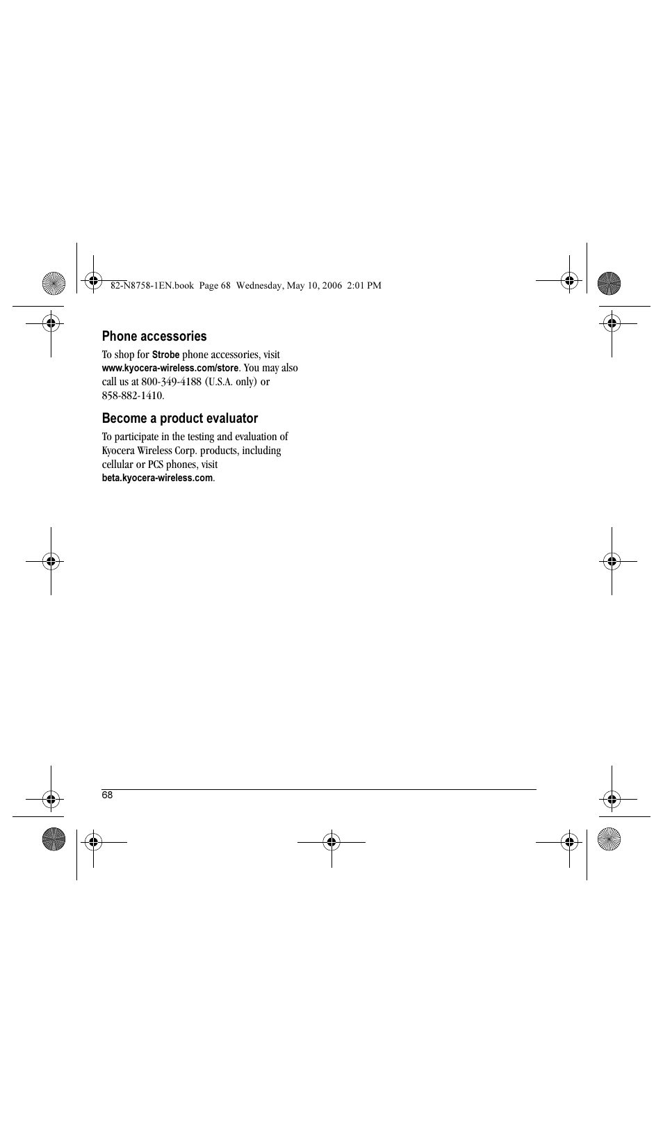 Phone accessories, Become a product evaluator | Kyocera Strobe K612b User Manual | Page 76 / 80