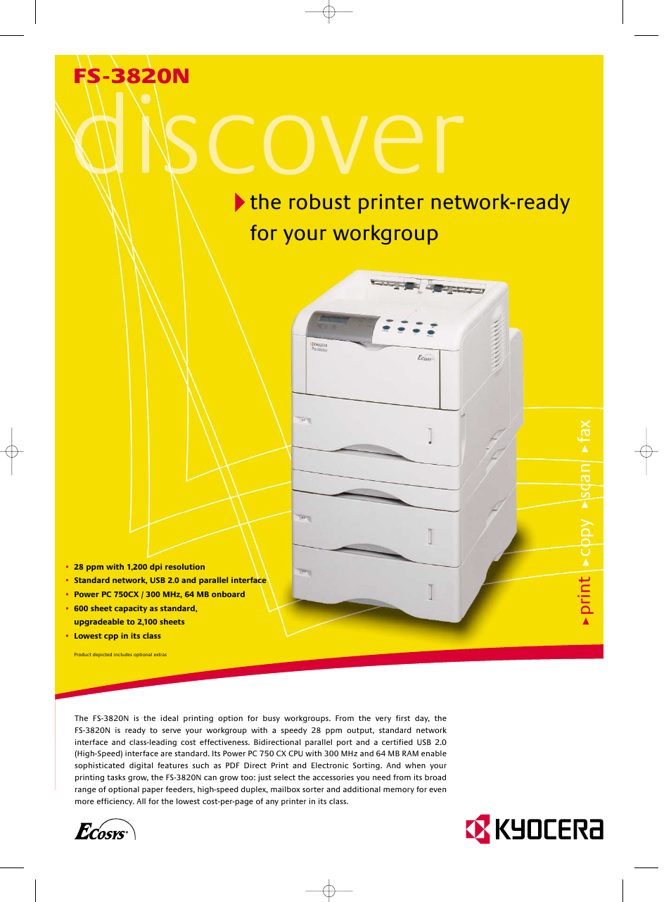 Kyocera FS-3820N User Manual | 2 pages