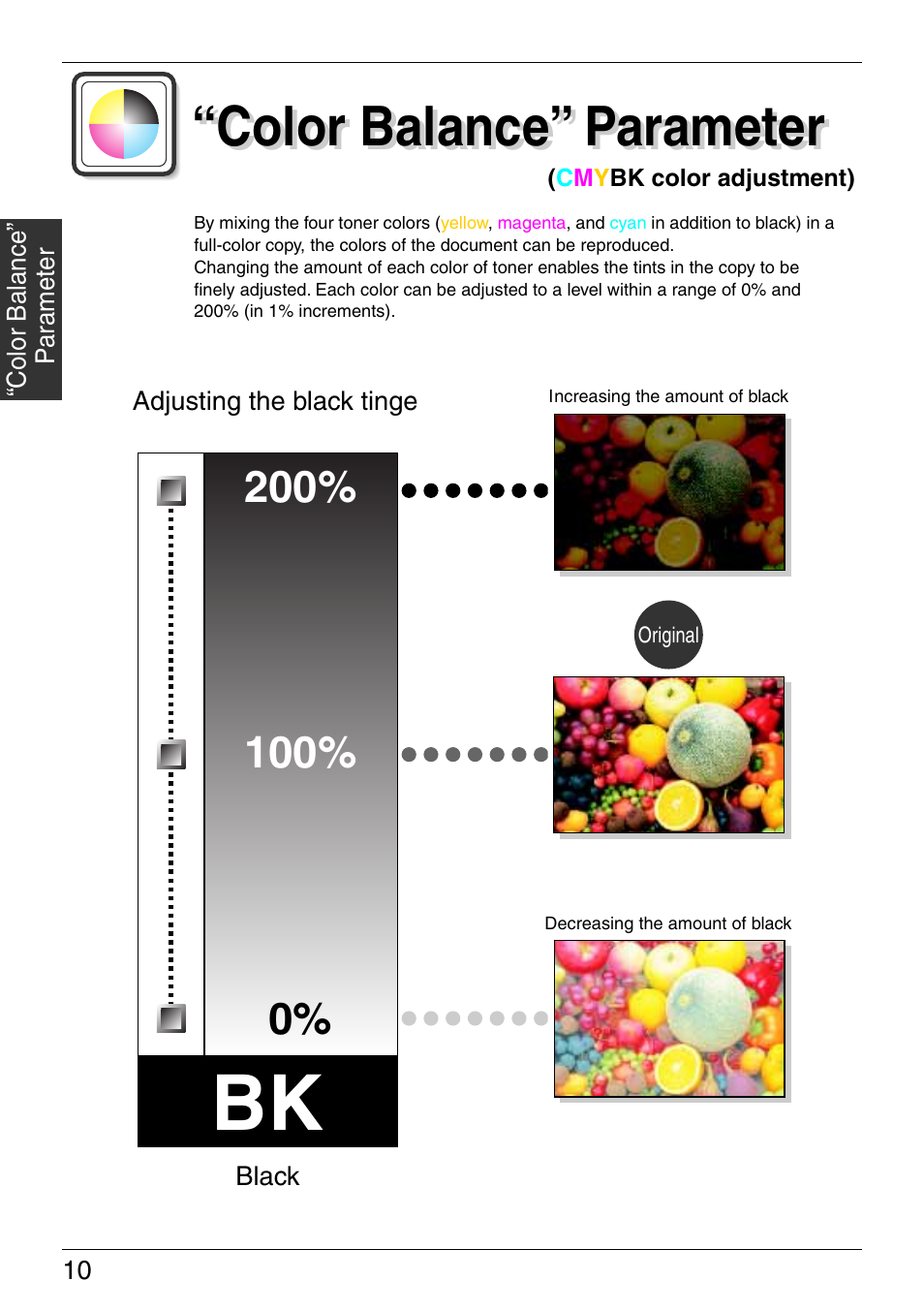 Color balance” parameter | Kyocera KM-C3130 User Manual | Page 15 / 75