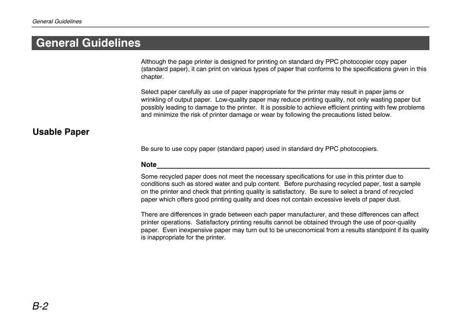 General guidelines, Usable paper | Kyocera FS-680 User Manual | Page 108 / 141