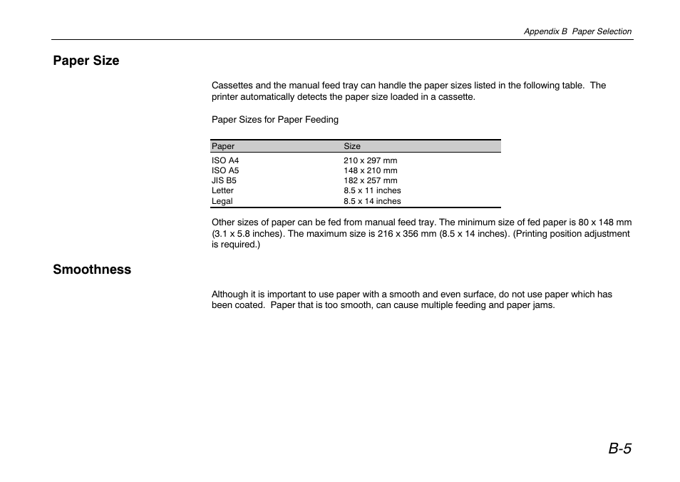 Paper size, Smoothness | Kyocera FS-680 User Manual | Page 111 / 141