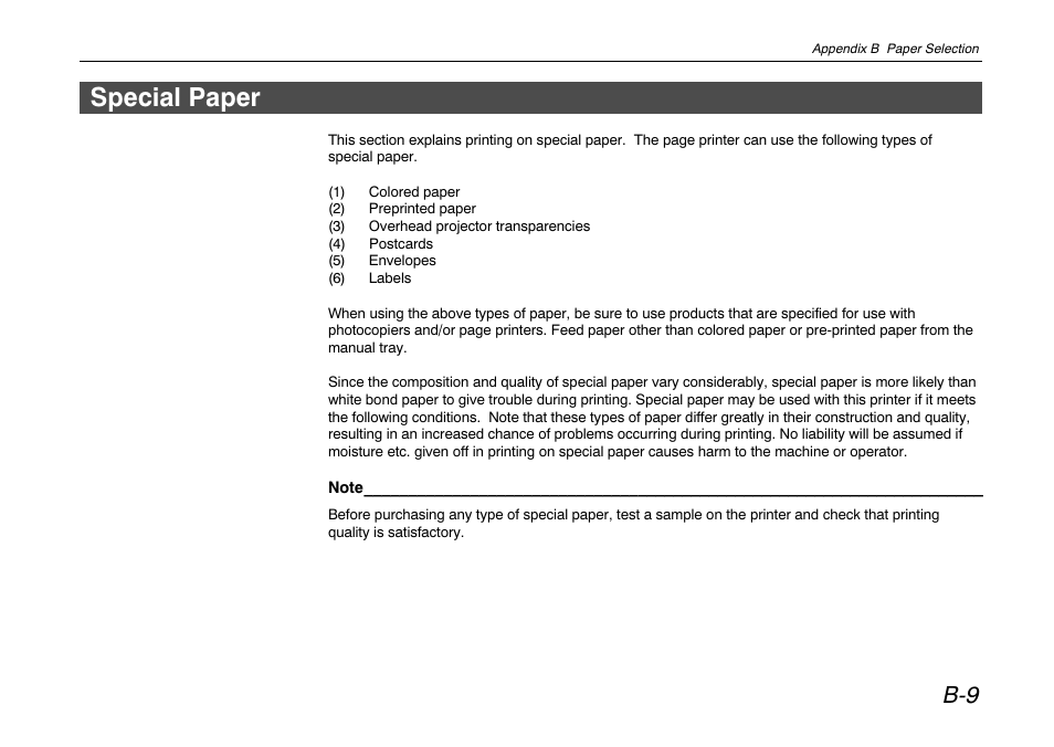 Special paper | Kyocera FS-680 User Manual | Page 115 / 141