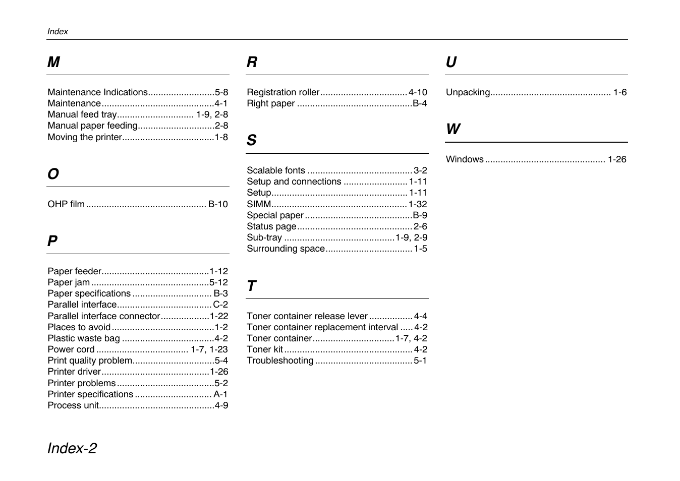 Index-2 m | Kyocera FS-680 User Manual | Page 141 / 141