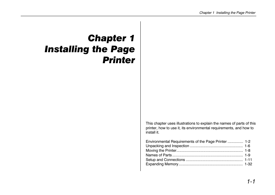 Chapter 1 installing the page printer | Kyocera FS-680 User Manual | Page 20 / 141