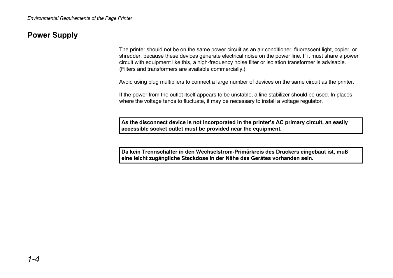 Power supply | Kyocera FS-680 User Manual | Page 23 / 141