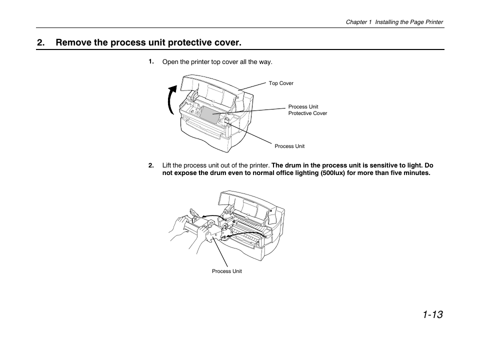 Remove the process unit protective cover | Kyocera FS-680 User Manual | Page 32 / 141