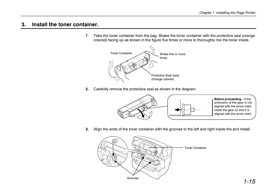 Install the toner container | Kyocera FS-680 User Manual | Page 34 / 141