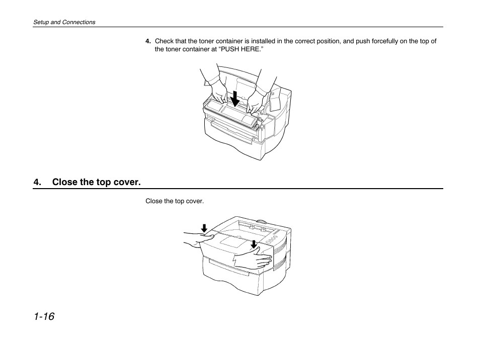 Close the top cover | Kyocera FS-680 User Manual | Page 35 / 141