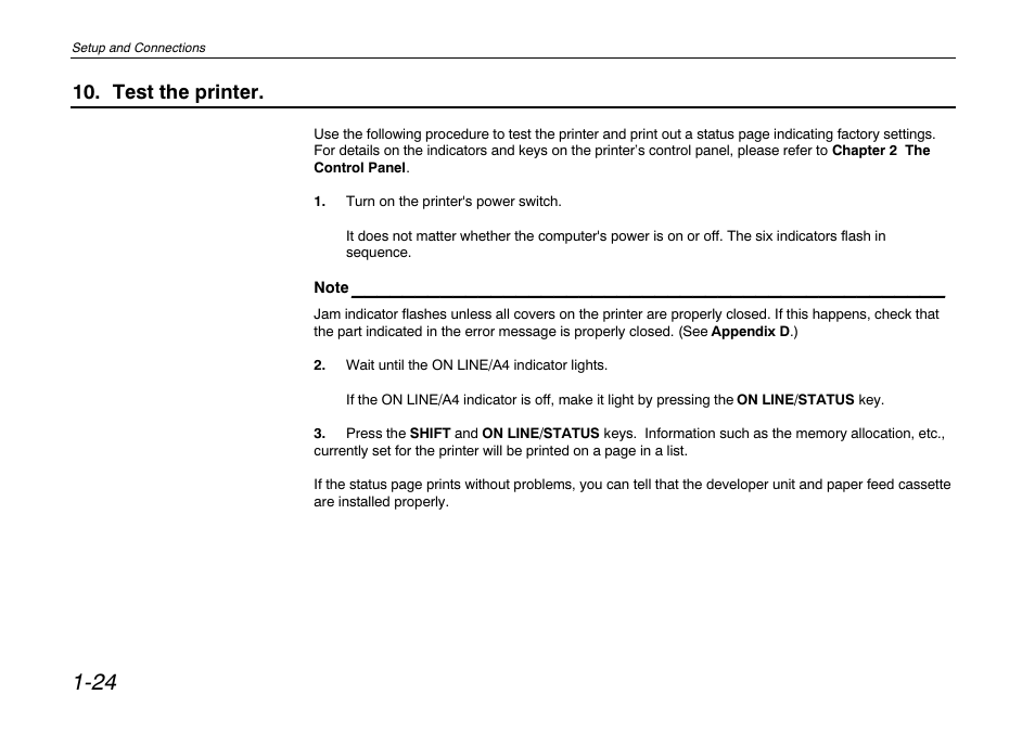 Test the printer | Kyocera FS-680 User Manual | Page 43 / 141