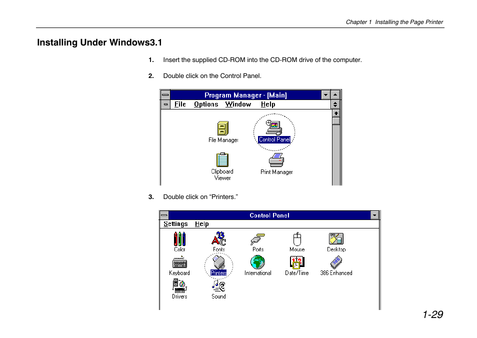 Installing under windows3.1 | Kyocera FS-680 User Manual | Page 48 / 141