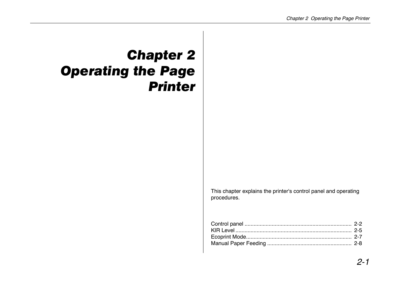 Chapter 2 operating the page printer | Kyocera FS-680 User Manual | Page 59 / 141