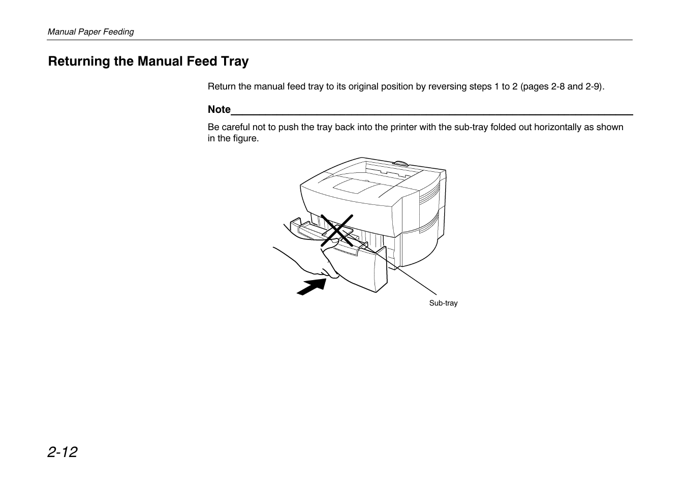 Returning the manual feed tray | Kyocera FS-680 User Manual | Page 70 / 141